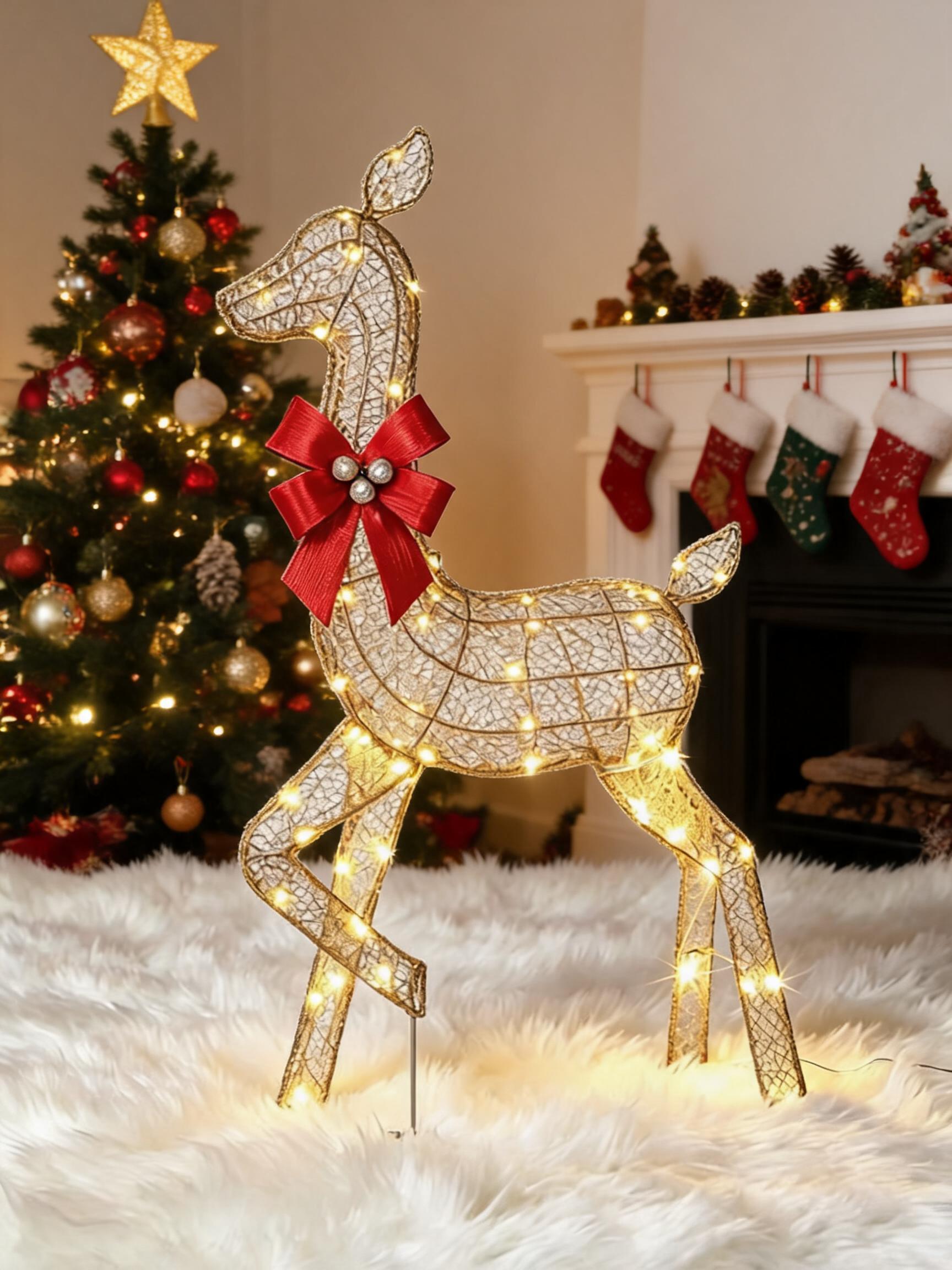 Up Lighting Decor - 3 Pieces Lighted Christmas Deer Family