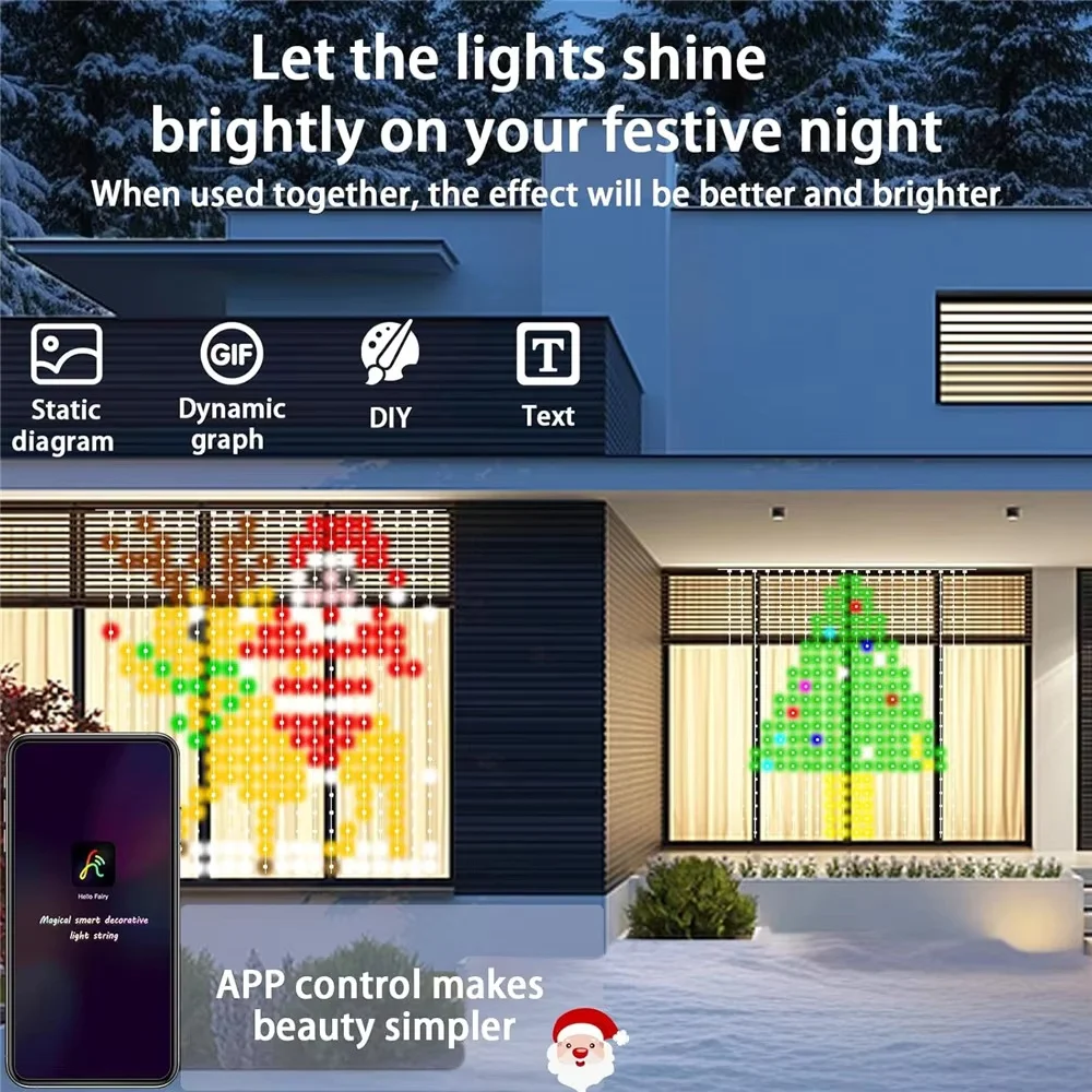 Smart LED Curtain Lights RGB A - Lighting Christmas Decor 评论和价格