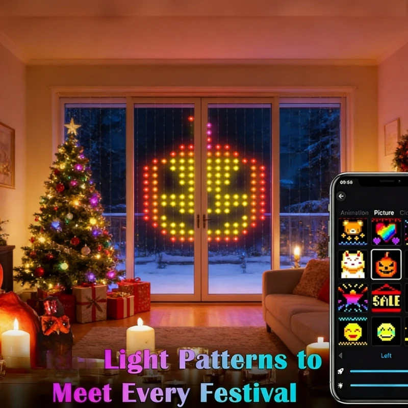 Smart 400LED Curtain Lights, M - Lighting Christmas Decor 评论和价格