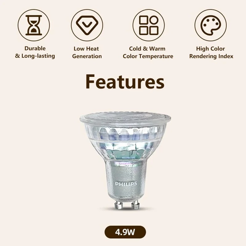 Philips LED GU10 PAR16 Essenti - Philips Bulb Led Classic 评论和价格