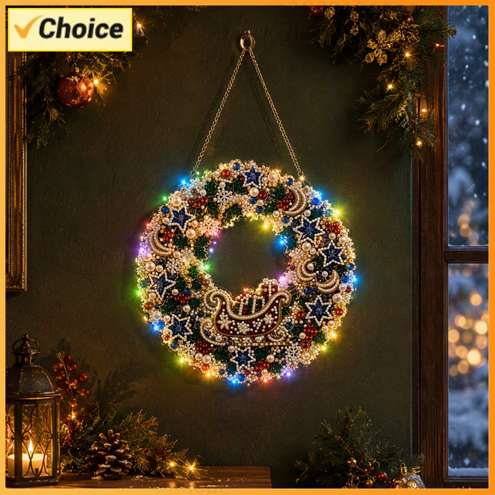 DIY Diamond Dot Christmas Wrea - Up Lighting Decor 评论和价格