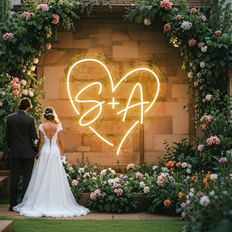 Custom Initials Heart LED Neon - Lighting Christmas Decor 评论和价格