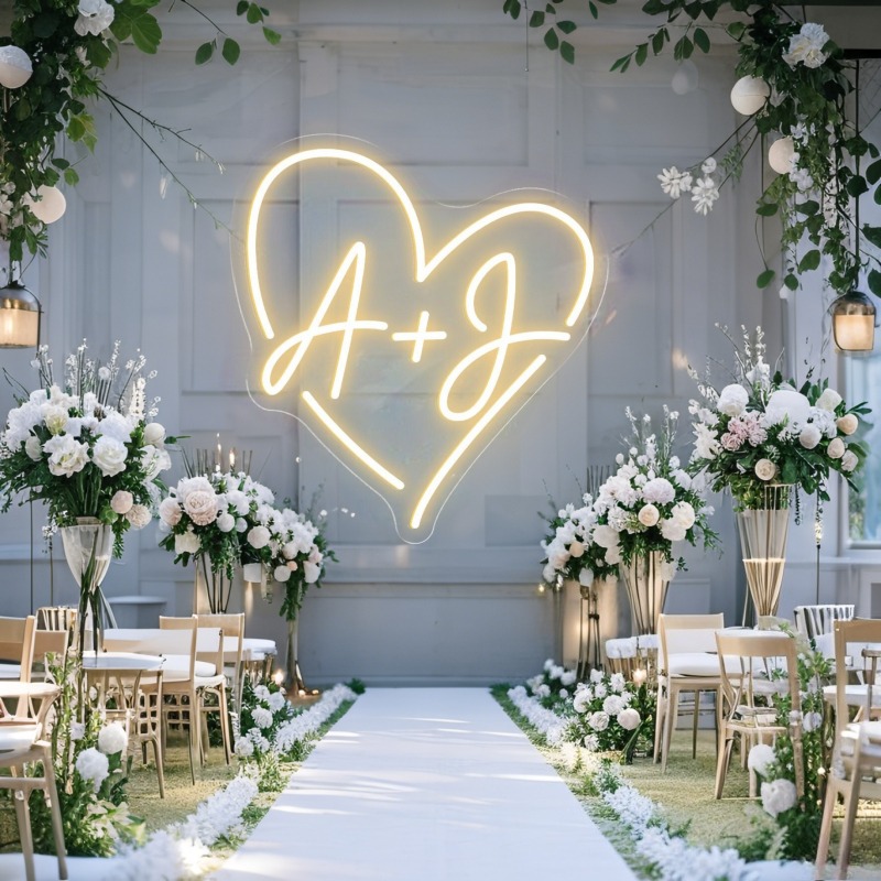 Custom Initials Heart LED Neon - Lighting Christmas Decor 评论和价格