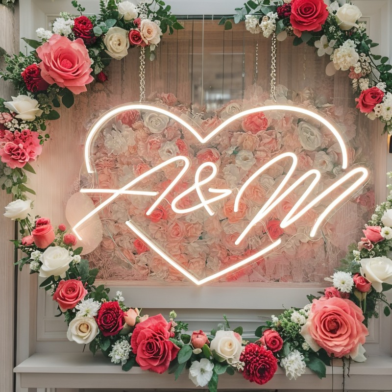 Custom Initials Heart LED Neon - Lighting Christmas Decor 评论和价格