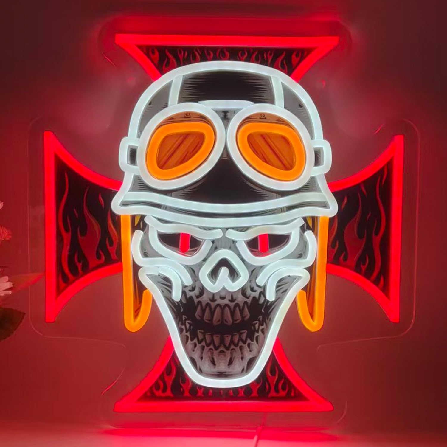 Biker Skull Cross LED Neon Sig - Lighting Christmas Decor 评论和价格